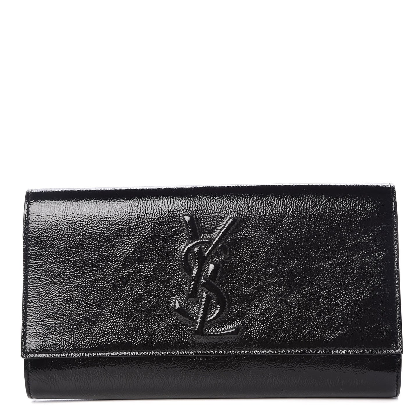 Textured Patent Monogram Large Belle De Jour Clutch Black