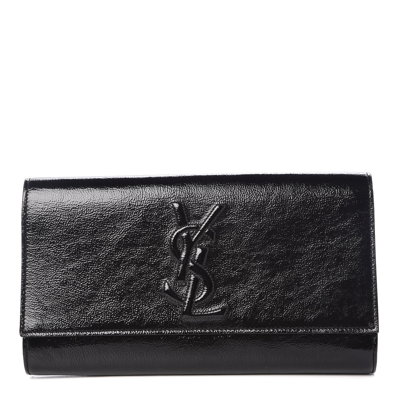 Saint Laurent Textured Patent Monogram Large Belle De Jour Clutch Black 1 of 9