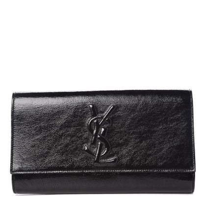 Saint Laurent Textured Patent Monogram Large Belle De Jour Clutch Black 1 of 9