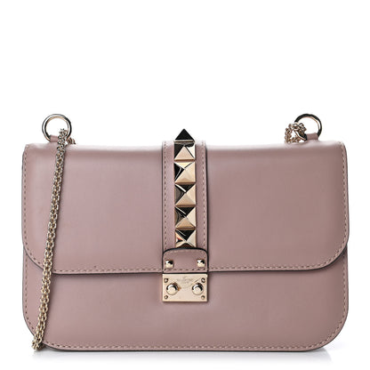 Valentino Garavani Vitello Medium Glam Lock Rockstud Flap Poudre 1 of 4