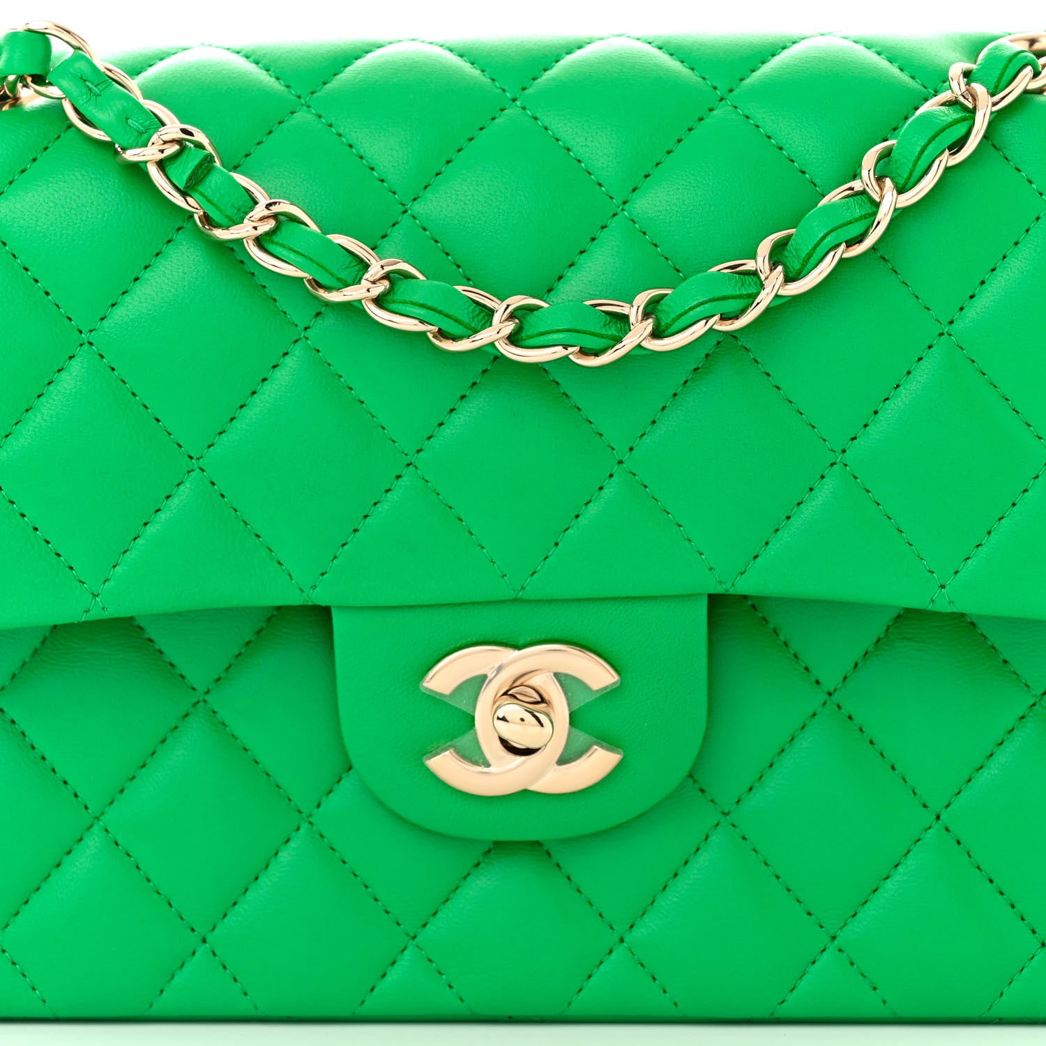 Chanel Lambskin Quilted Small Double Flap Green 8 of 11