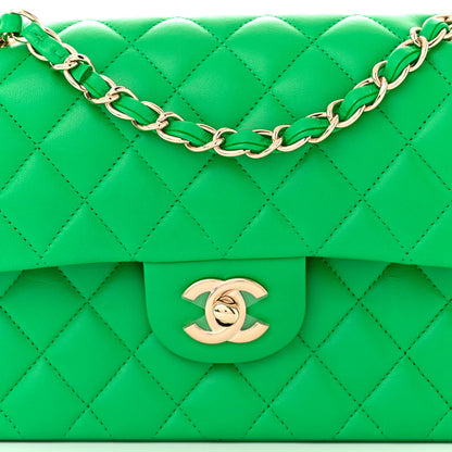 Chanel Lambskin Quilted Small Double Flap Green 8 of 11