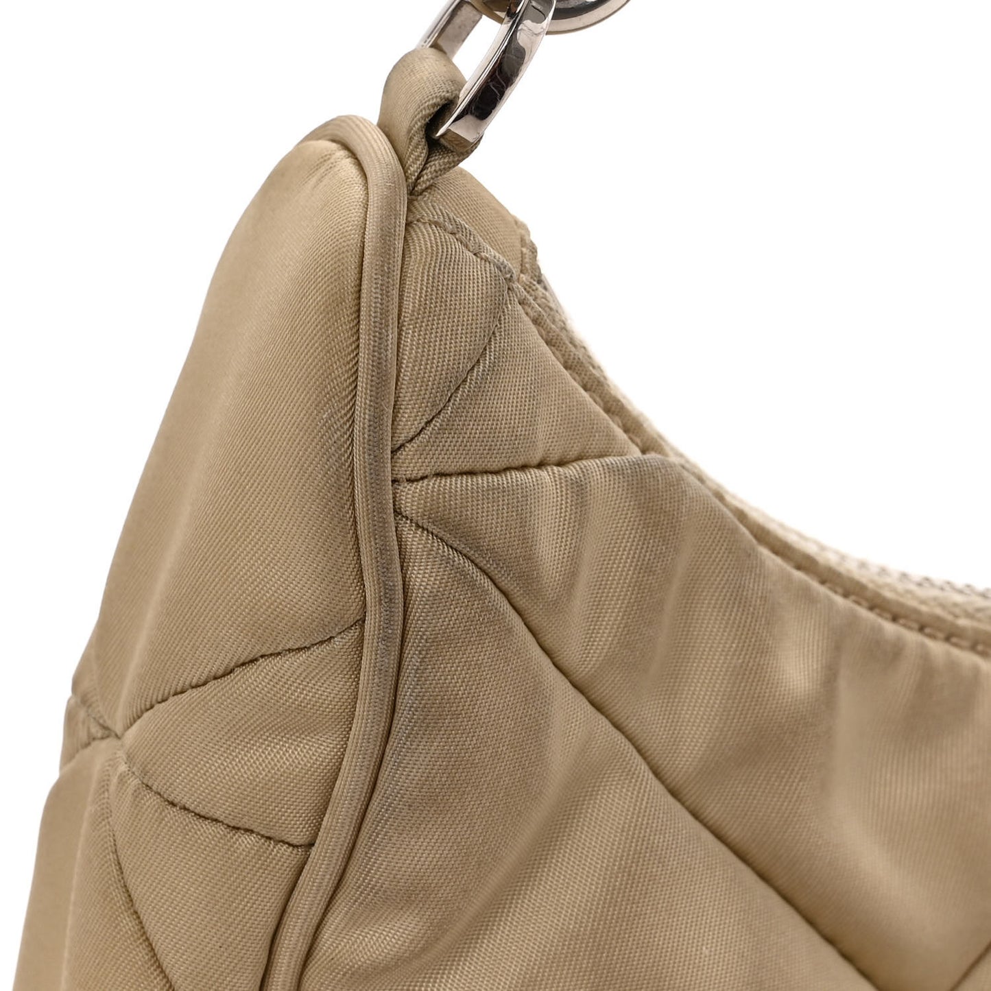 Re-Nylon Triangle Quilted Padded Patchwork System Shoulder Bag Deserto