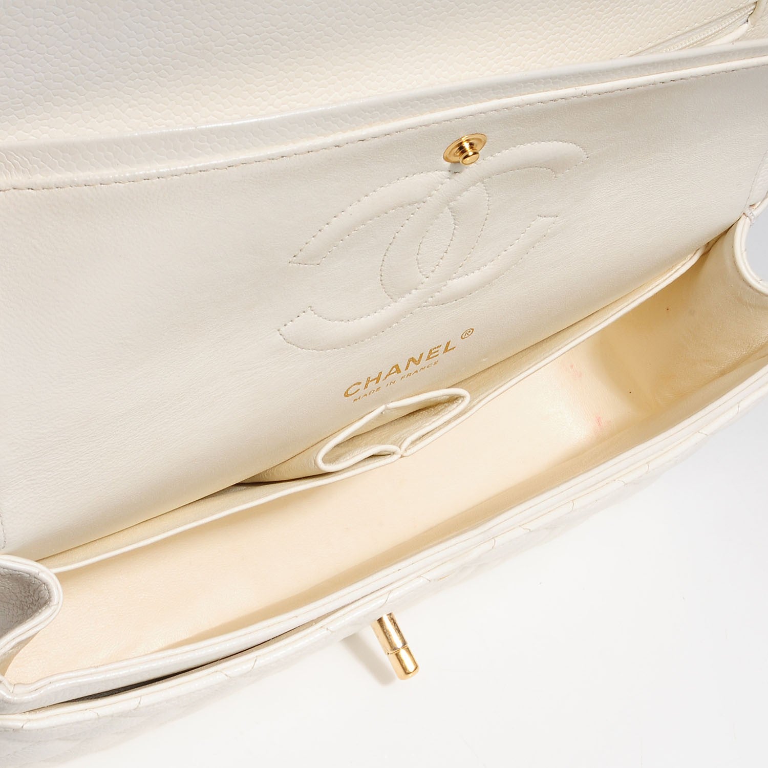 Chanel Caviar Quilted Medium Double Flap White 5 of 9