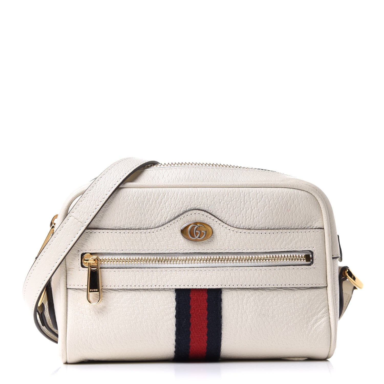 Gucci Textured Dollar Calfskin Web Mini Ophidia Shoulder Bag Mystic White 1 of 12