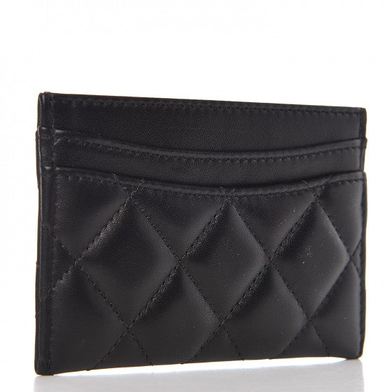Lambskin Quilted Card Holder Black