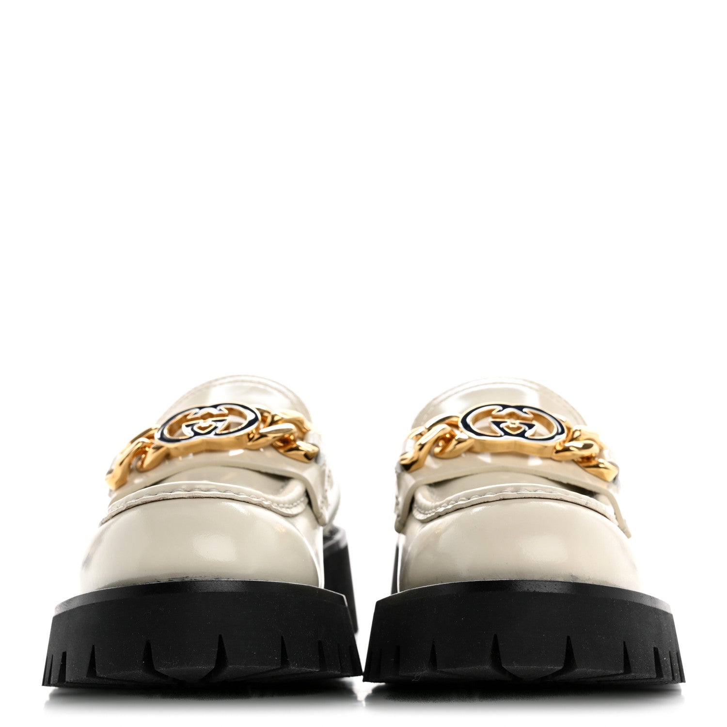 Gucci Cordovan Lux Womens Jeanne Platform Lug Sole 30/45mm Loafers 36 Mystic White 3 of 12