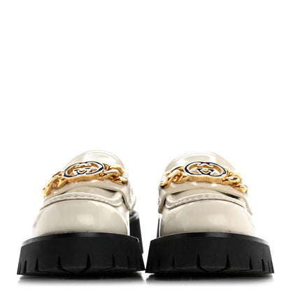 Gucci Cordovan Lux Womens Jeanne Platform Lug Sole 30/45mm Loafers 36 Mystic White 3 of 12