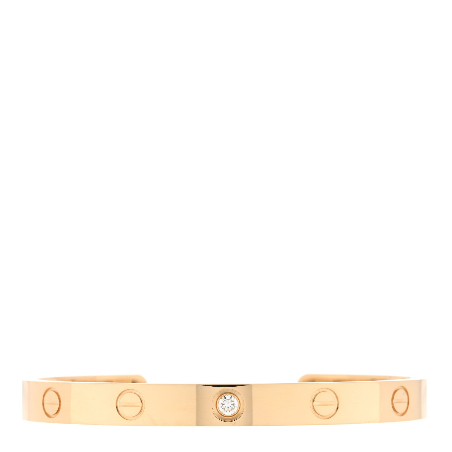 Cartier 18K Yellow Gold 1 Diamond LOVE Cuff Bracelet 17 1 of 3