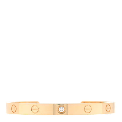 Cartier 18K Yellow Gold 1 Diamond LOVE Cuff Bracelet 17 1 of 3