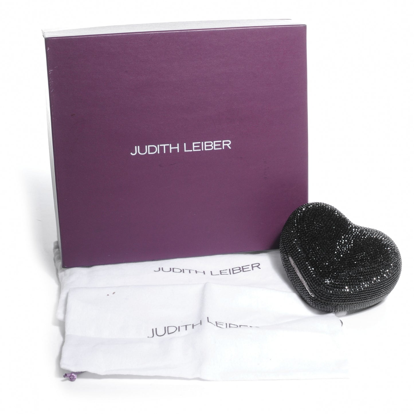 Crystal Heart Minaudiere Clutch Black
