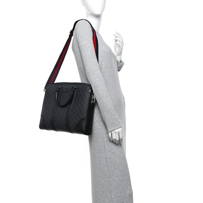 Gucci GG Supreme Monogram Appia Calfskin Web Briefcase Black 2 of 10