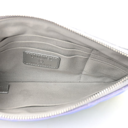 Chanel Gradient Metallic Calfskin Quilted Cosmetic Case Silver Blue Yellow Purple 4 of 6