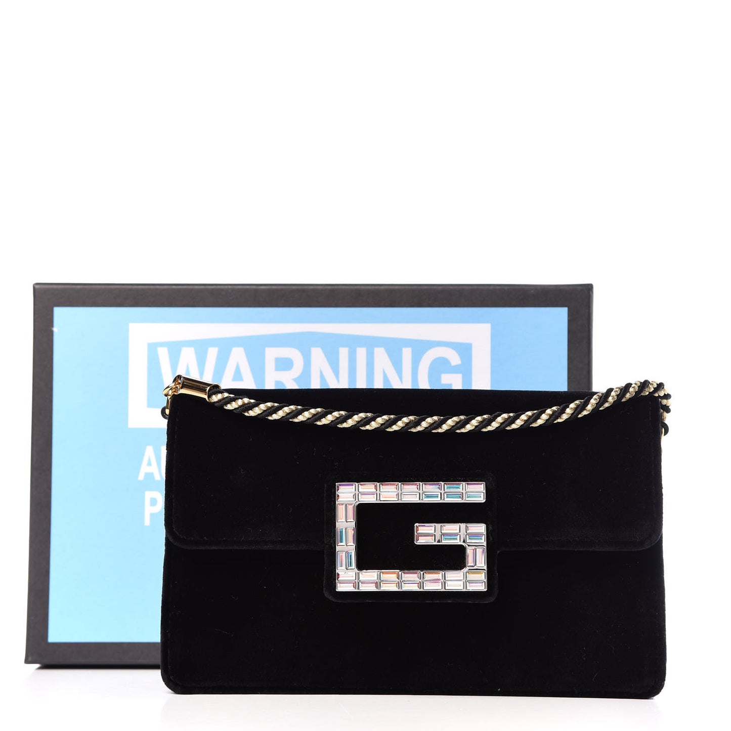 Velvet Crystal Square G Shoulder Bag Black