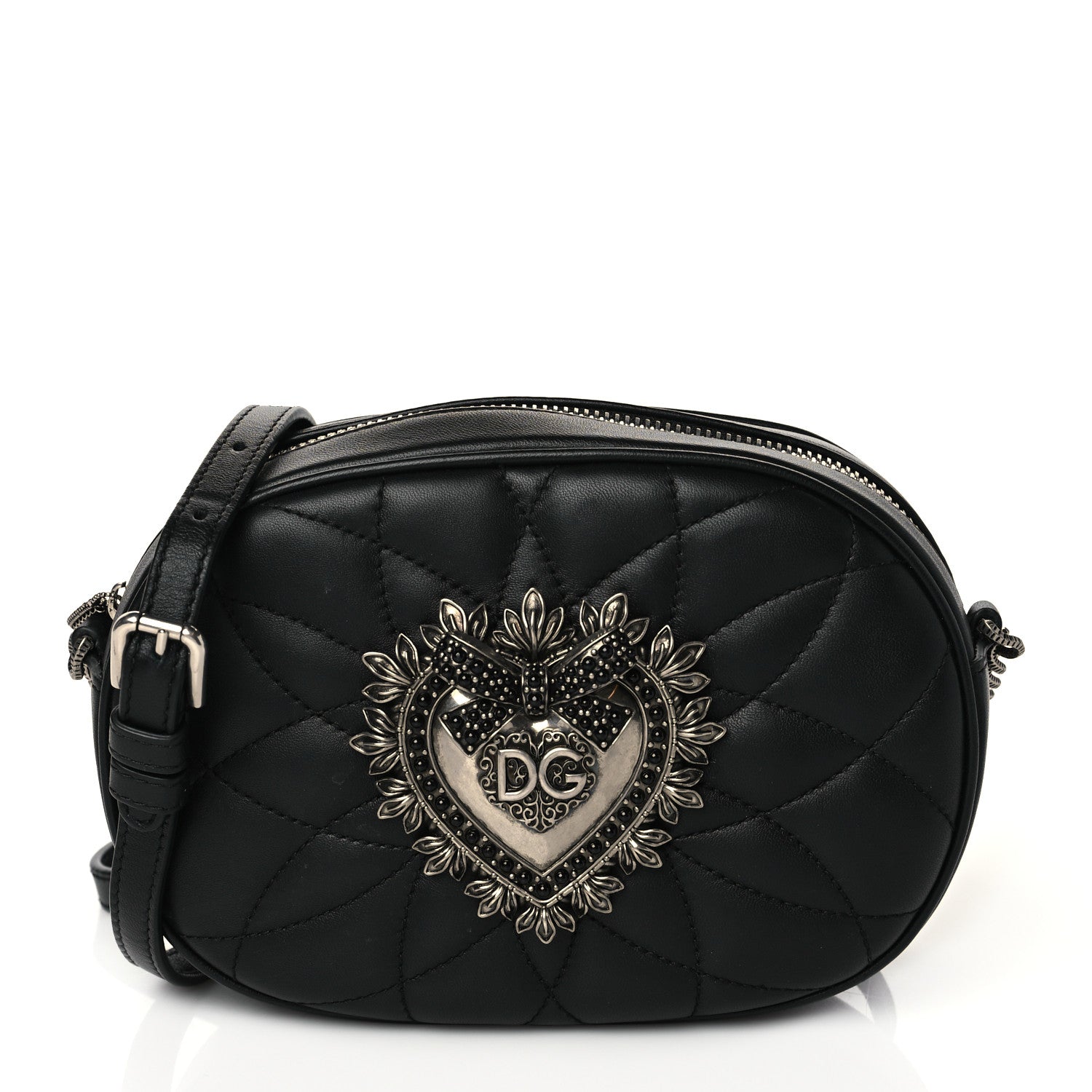 Dolce & Gabbana Smooth Calfskin Mini Devotion Camera Bag Black 1 of 9