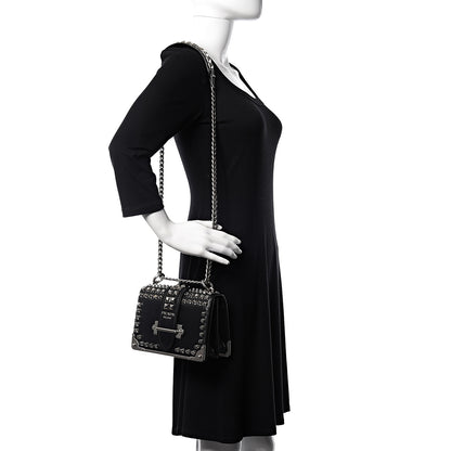 Prada City Calf Saffiano Studded Small Cahier Bag Black 2 of 9