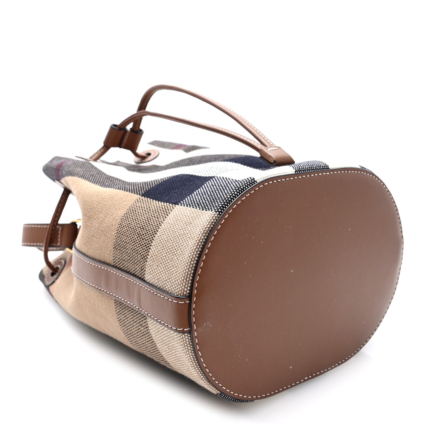 Burberry Giant Check Canvas Small Bucket Bag Taupe Brown 4 of 9