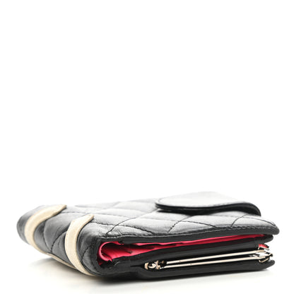 Chanel Calfskin Quilted Cambon Bi-Fold Wallet Black White 4 of 13