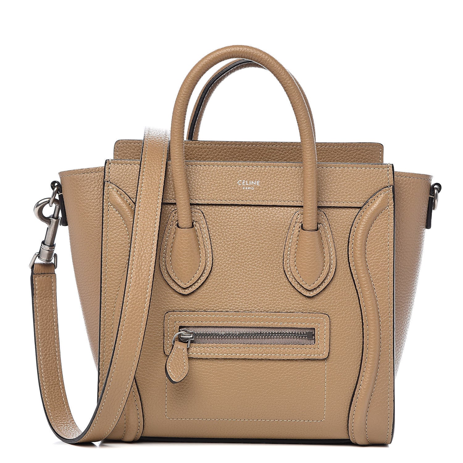 Celine Drummed Calfskin Nano Luggage Dune 1 of 9