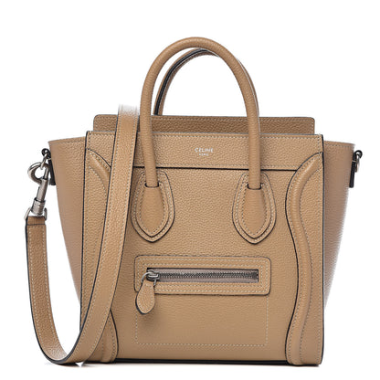 Celine Drummed Calfskin Nano Luggage Dune 1 of 9