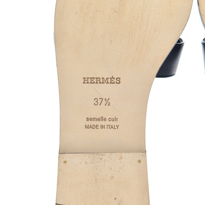 Hermes Calfskin Oran Sandals 37.5 Bleu 7 of 20