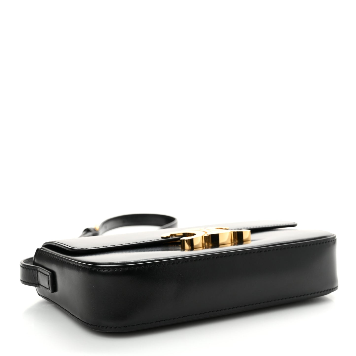 Shiny Calfskin Triomphe Shoulder Bag Black