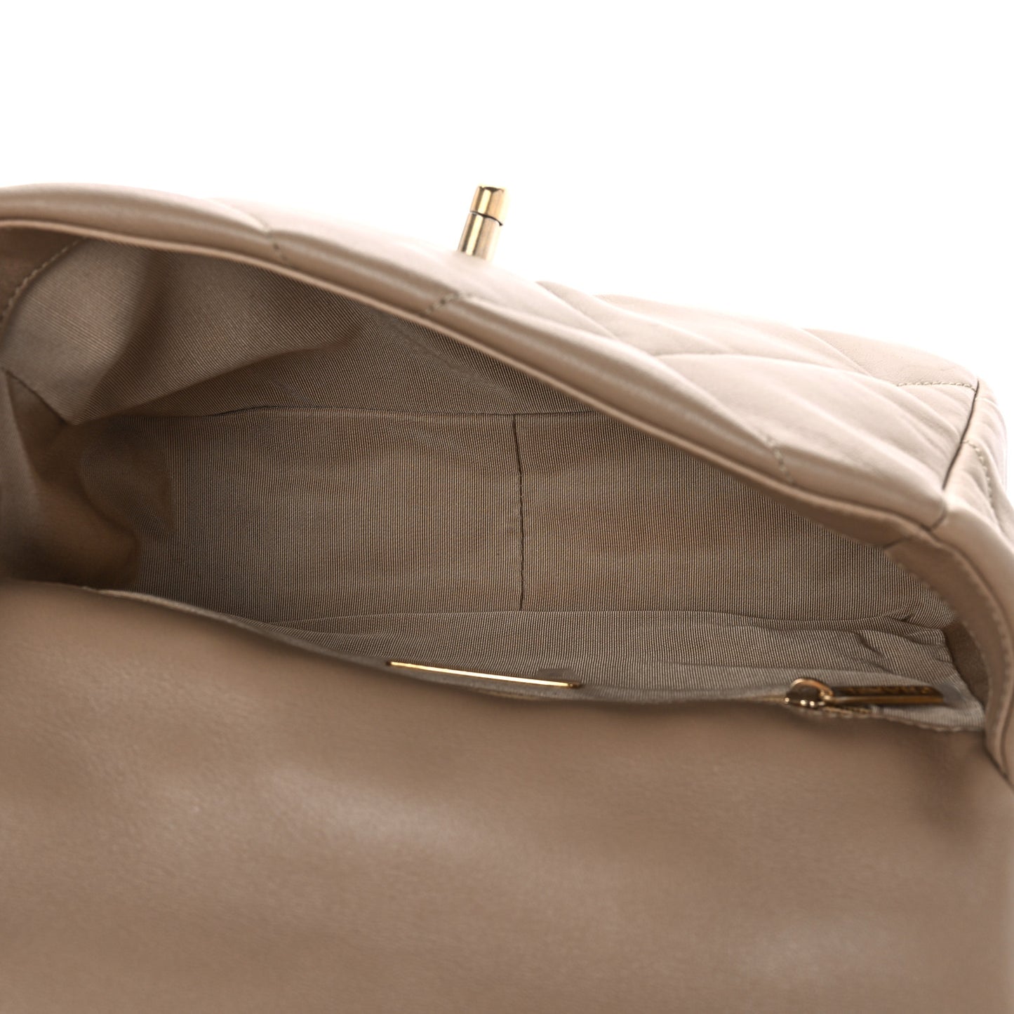 Lambskin Quilted Medium Chanel 19 Flap Dark Beige