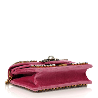 Gucci Velvet Crystal Mini Bee Broadway Shoulder Bag Light Raspberry Rose 4 of 27
