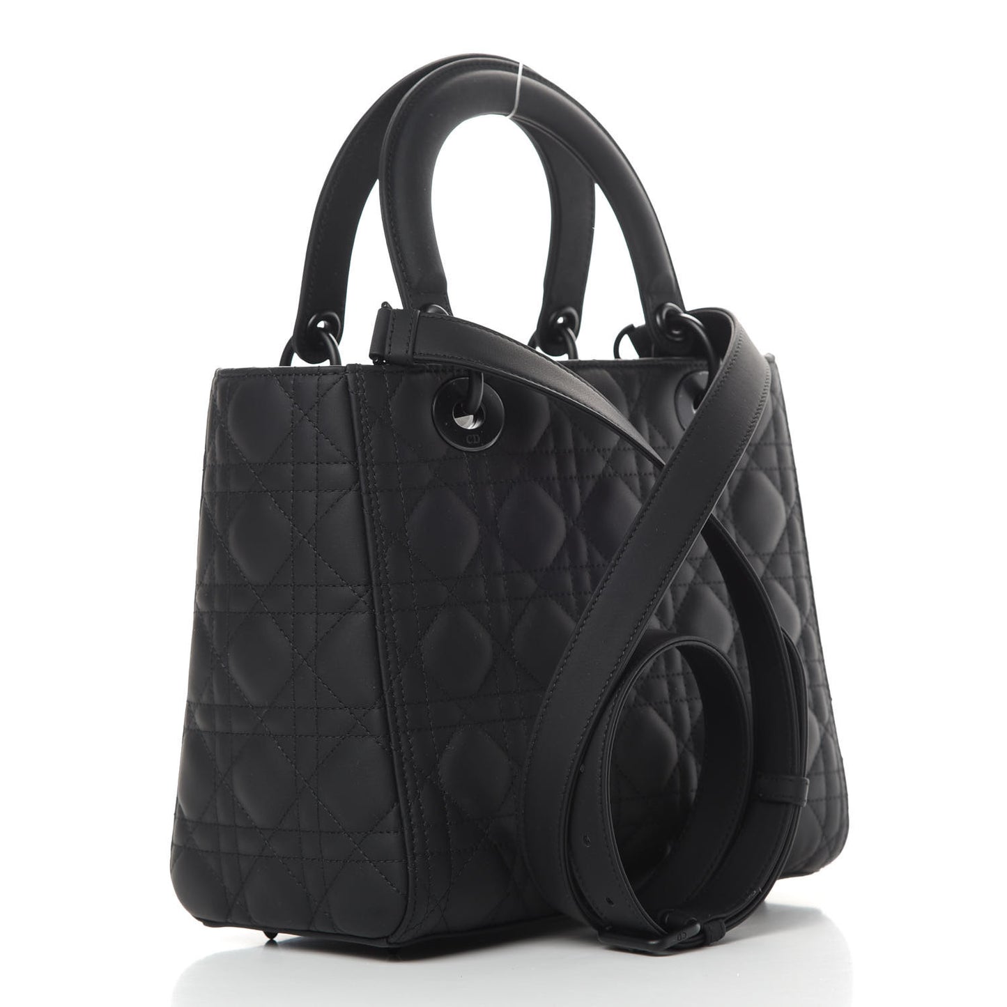 Ultra Matte Calfskin Cannage Medium Lady Dior Black