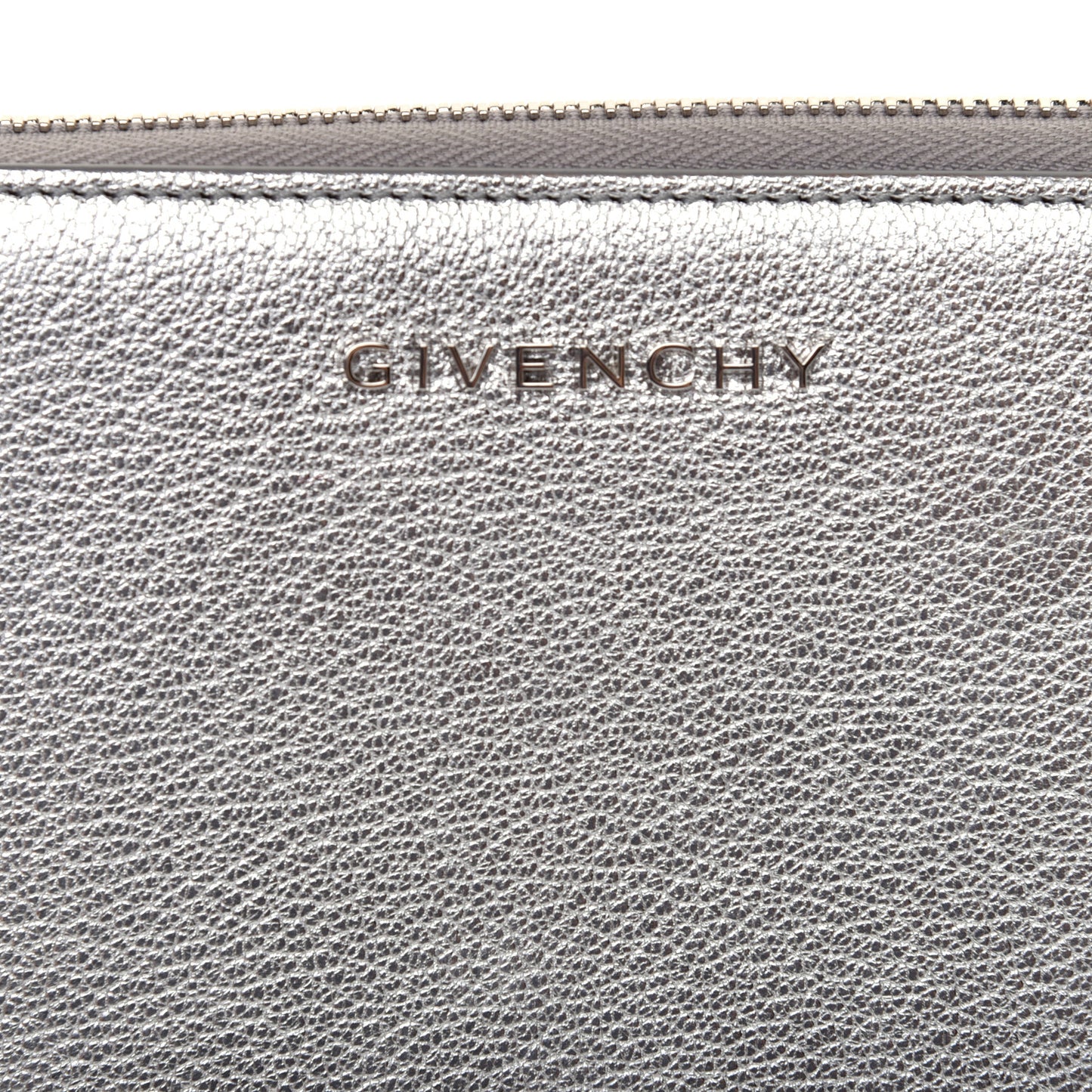 Metallic Sugar Goatskin Pandora Zip Around Wallet Silver