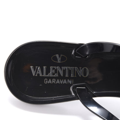 Valentino Garavani PVC Jelly Rockstud Bow Thong Sandals 36 Black 6 of 9