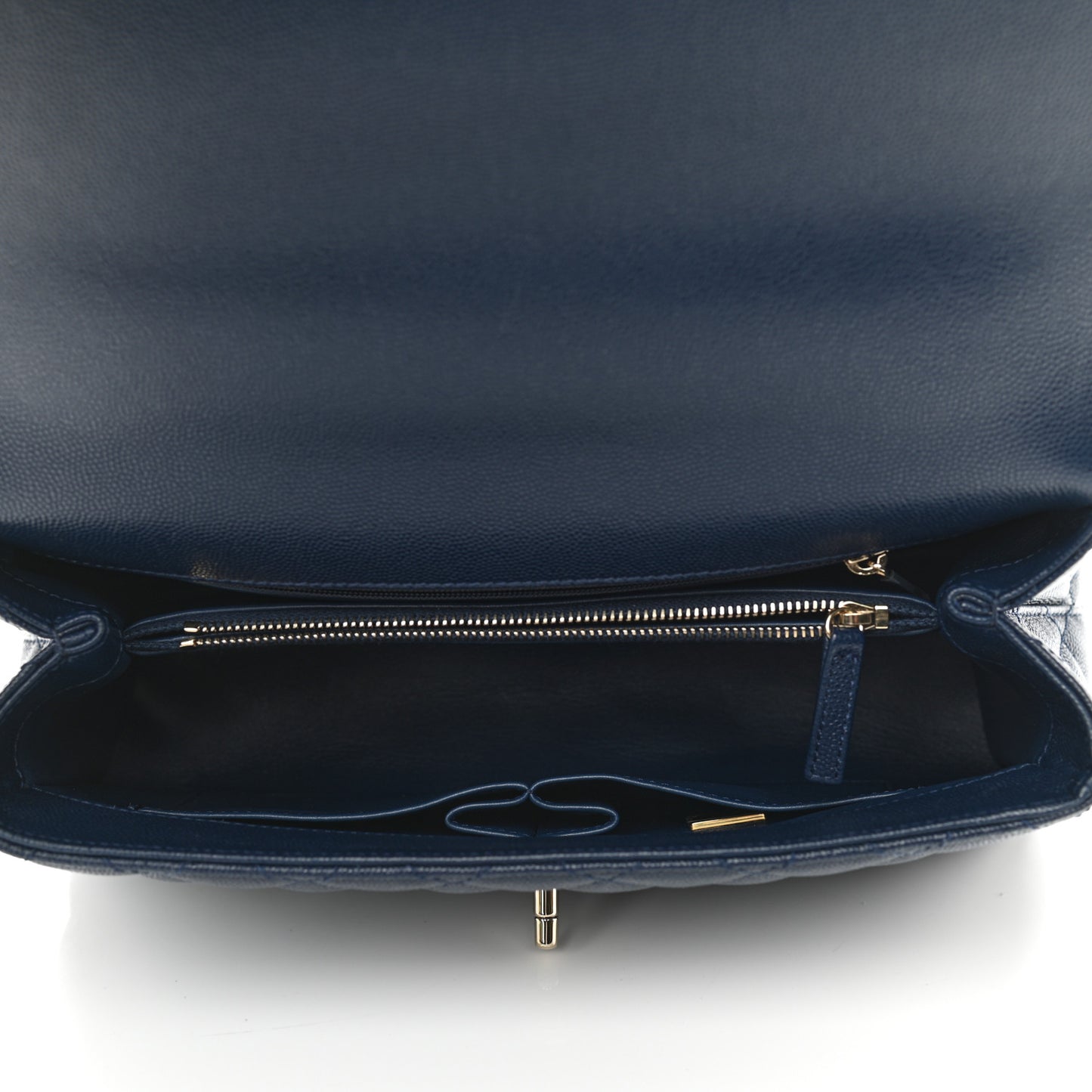 Caviar Lizard Embossed Quilted Small Coco Handle Flap Navy Blue