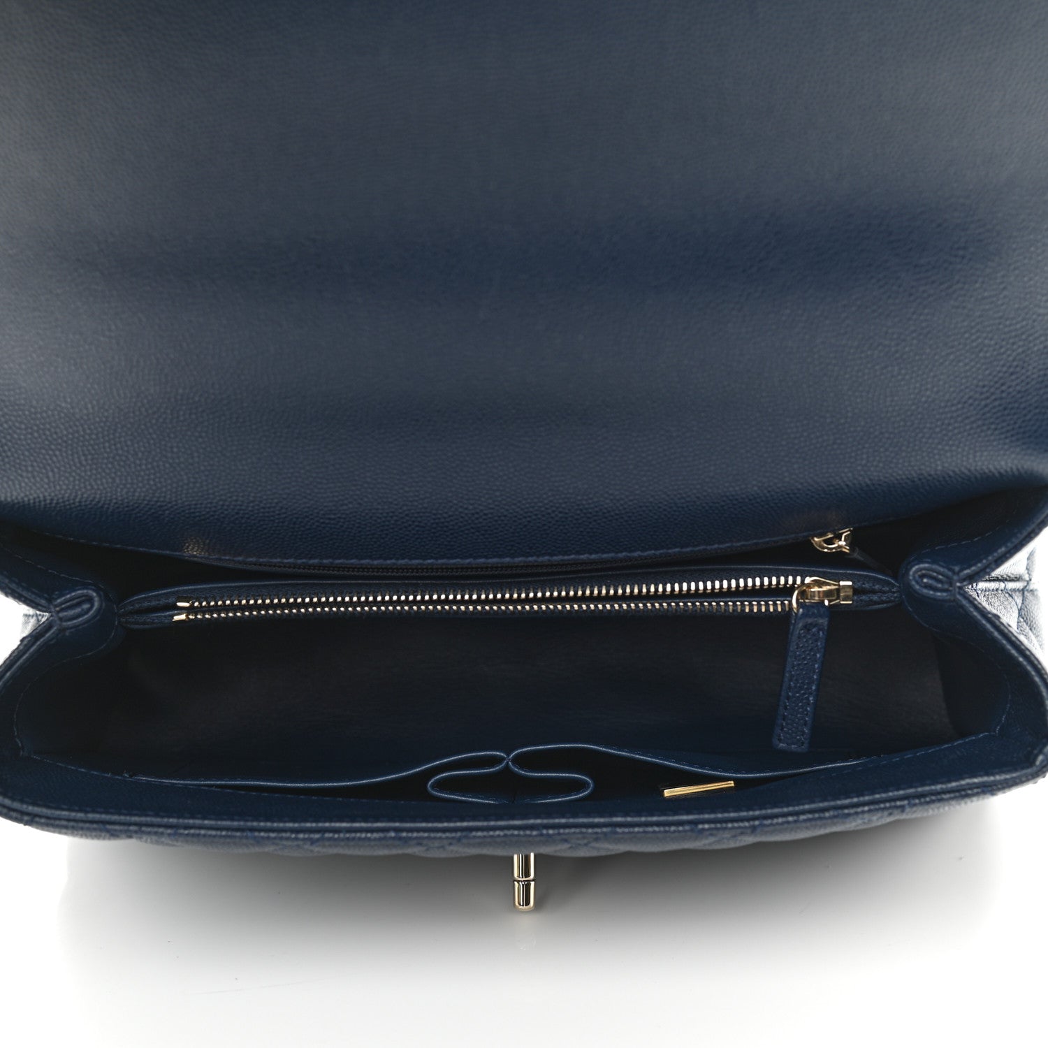 Chanel Caviar Lizard Embossed Quilted Small Coco Handle Flap Navy Blue 5 of 9