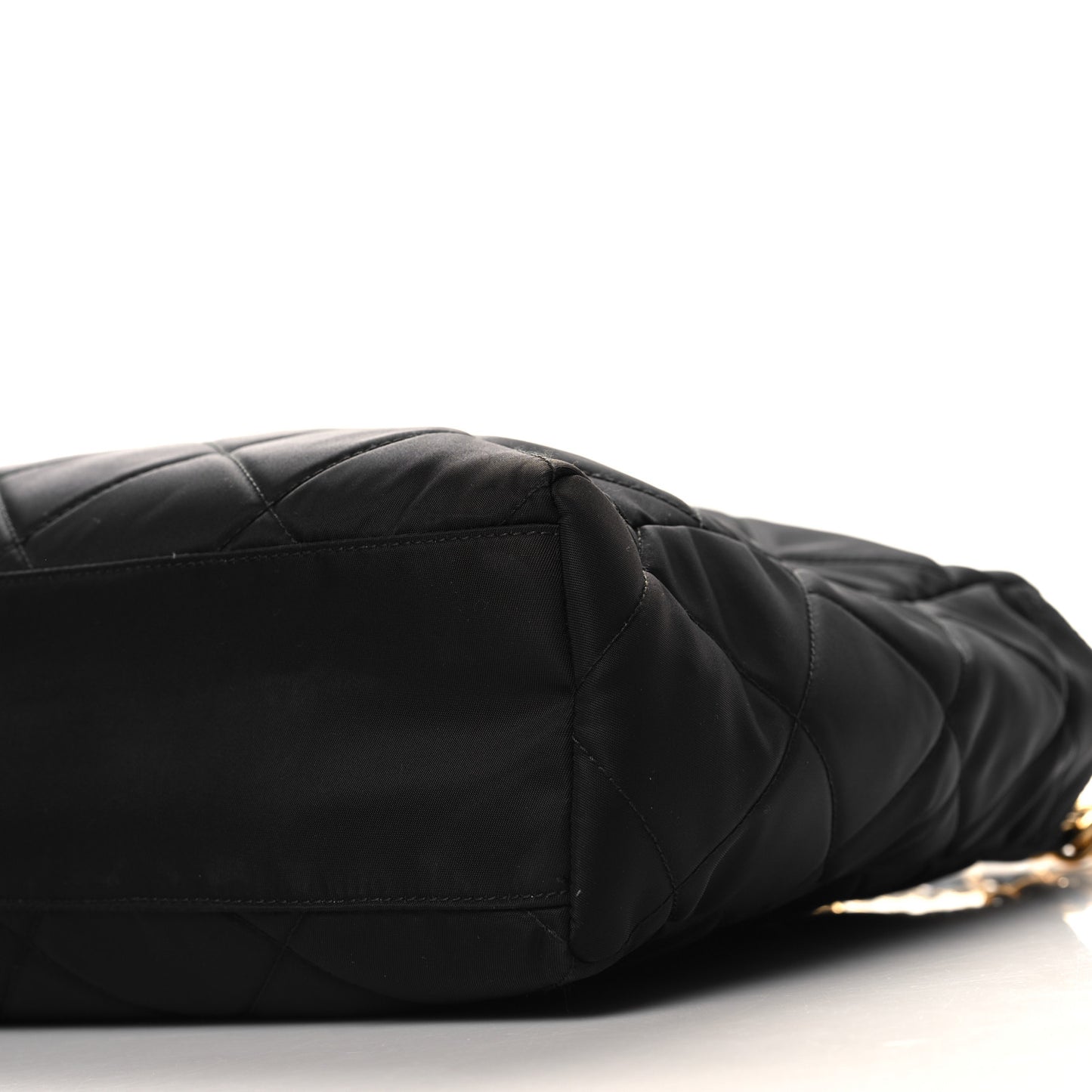 Re-Nylon Impunturato Saffiano Triangle Stitched Re-Edition 1995 Chaine Large Shoulder Bag Black