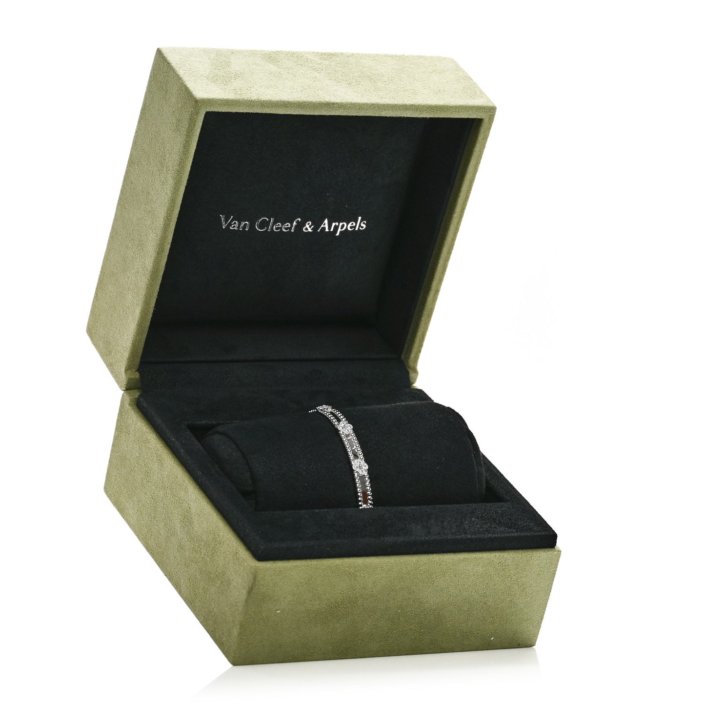 18K White Gold Diamond Perlee Sweet Clovers Bracelet S