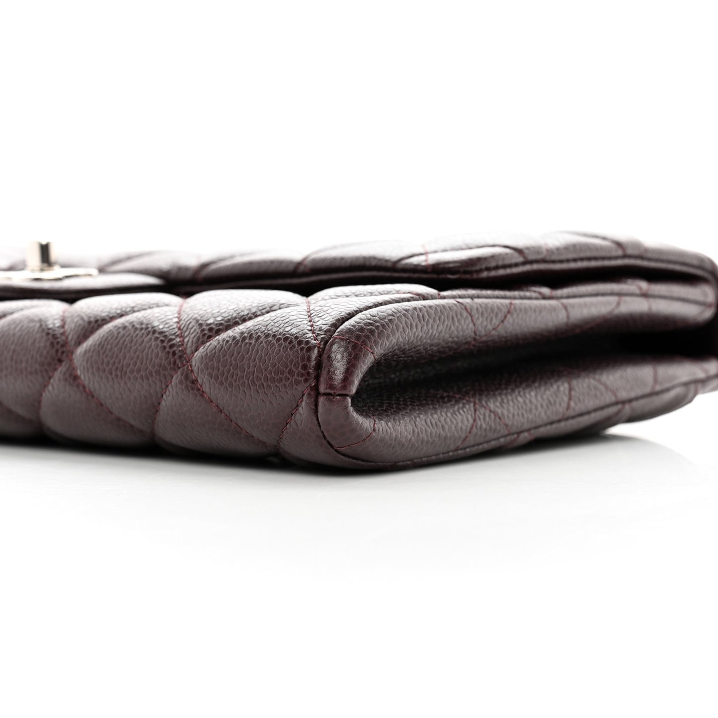 Caviar Quilted Clutch With Chain Flap Burgundy