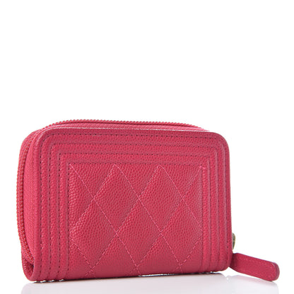 Chanel Caviar Quilted Boy Zip Around Coin Purse Wallet Fuchsia 3 of 8