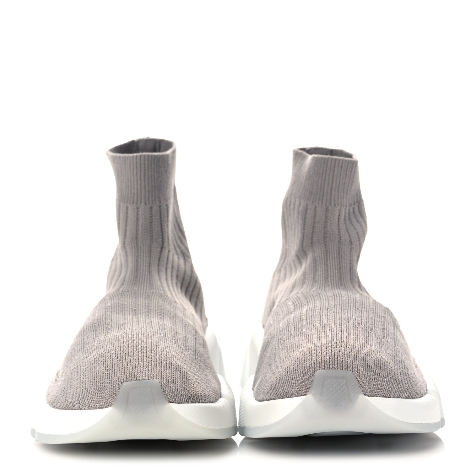 Balenciaga Ribbed Knit Womens Speed 2.0 Transparent Sole Sneakers 40 Baltic Grey White 2 of 8