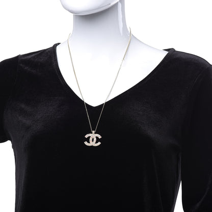 Chanel Crystal Pearl Tweed Effect CC Necklace Gold 2 of 5