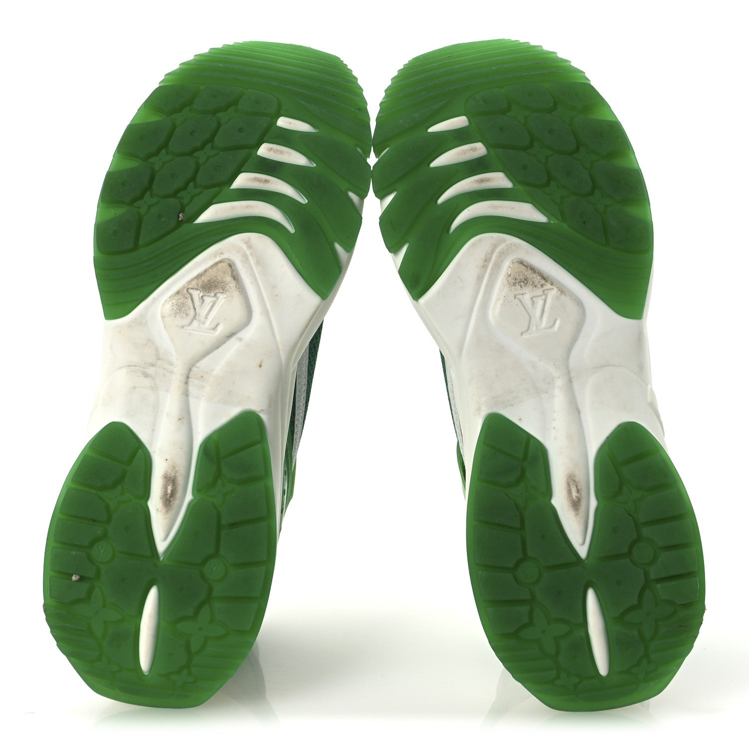 Louis Vuitton Monogram Calfskin Run 55 Sneakers 38 White Green 7 of 13