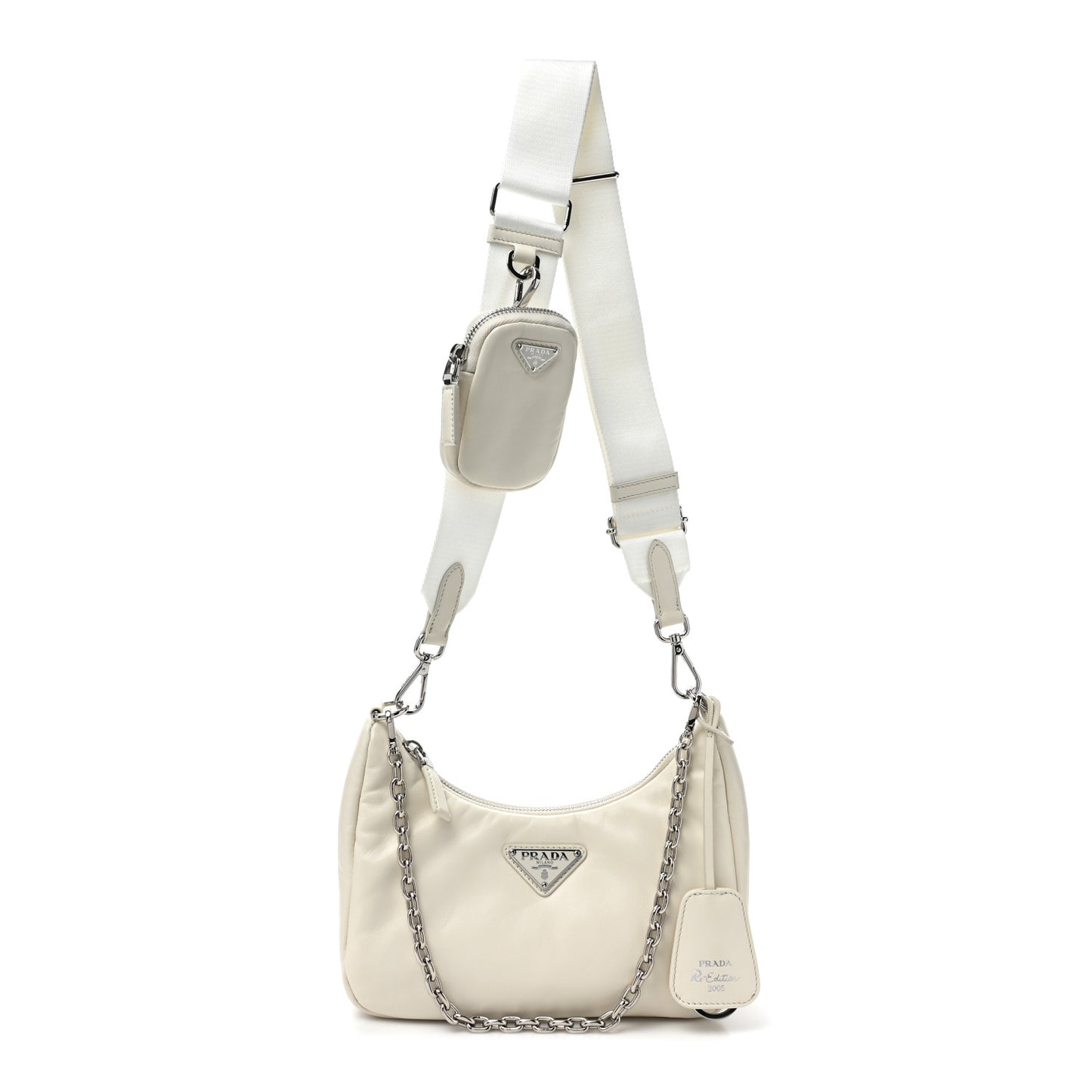 Nappa Soft Padded Re-Edition 2005 Shoulder Bag White