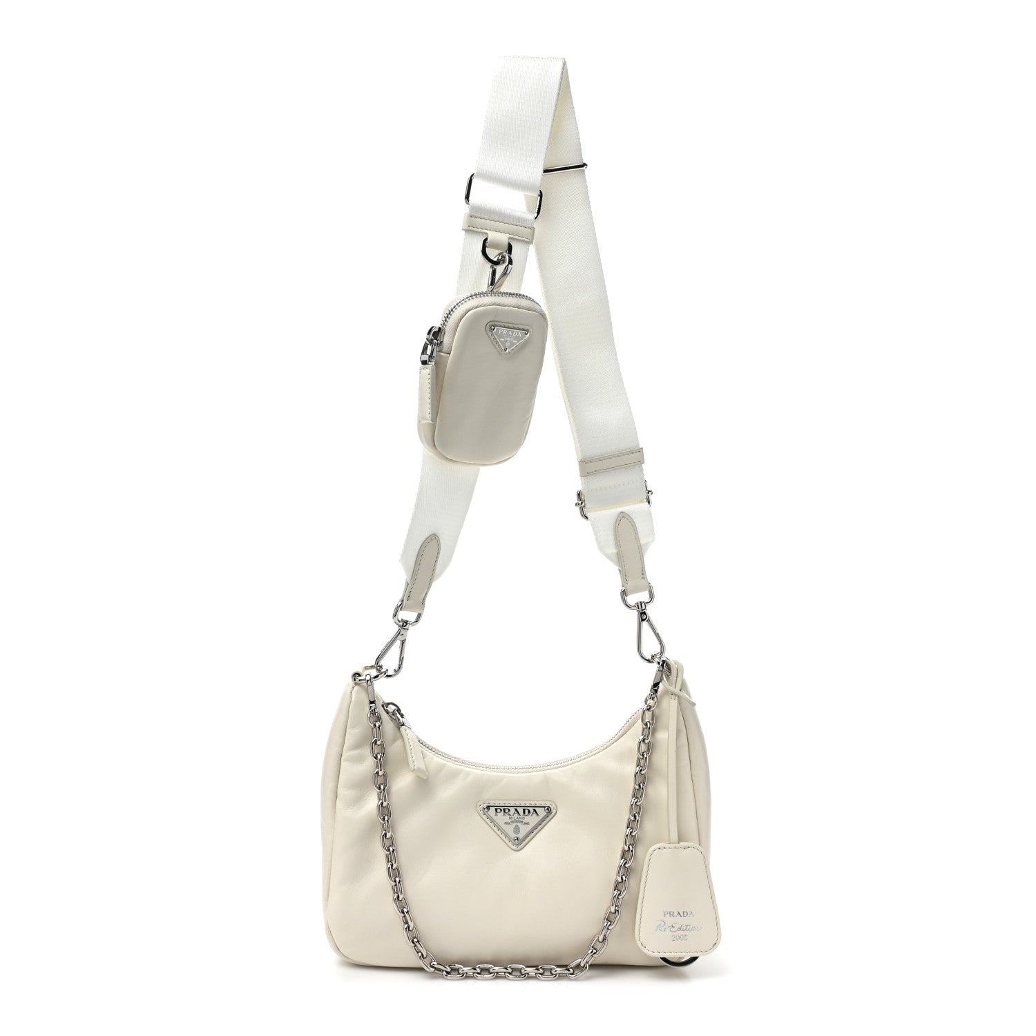 Prada Nappa Soft Padded Re-Edition 2005 Shoulder Bag White 1 of 8