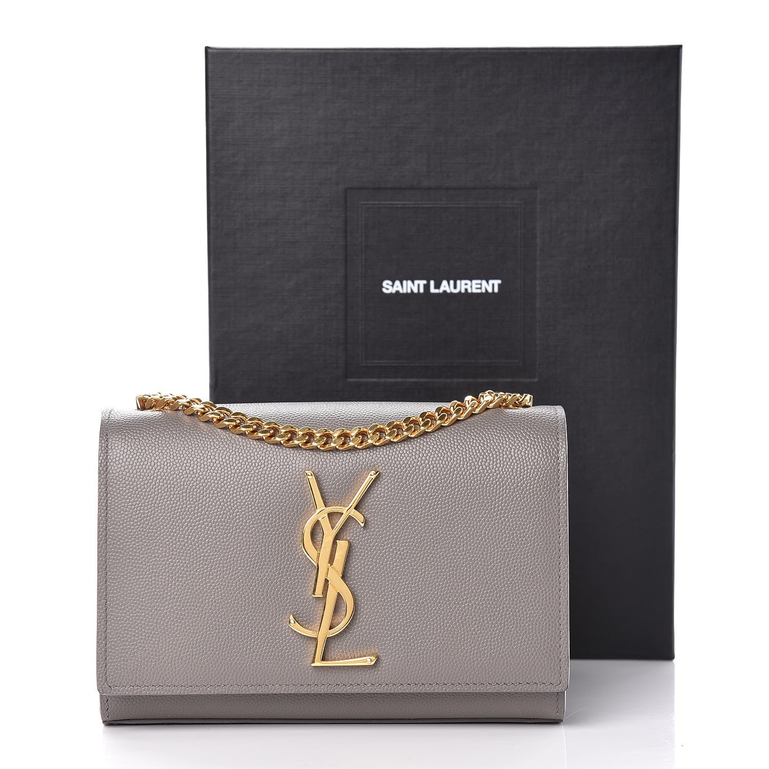 Saint Laurent Grain De Poudre Small Monogram Kate Satchel Fog 15 of 15