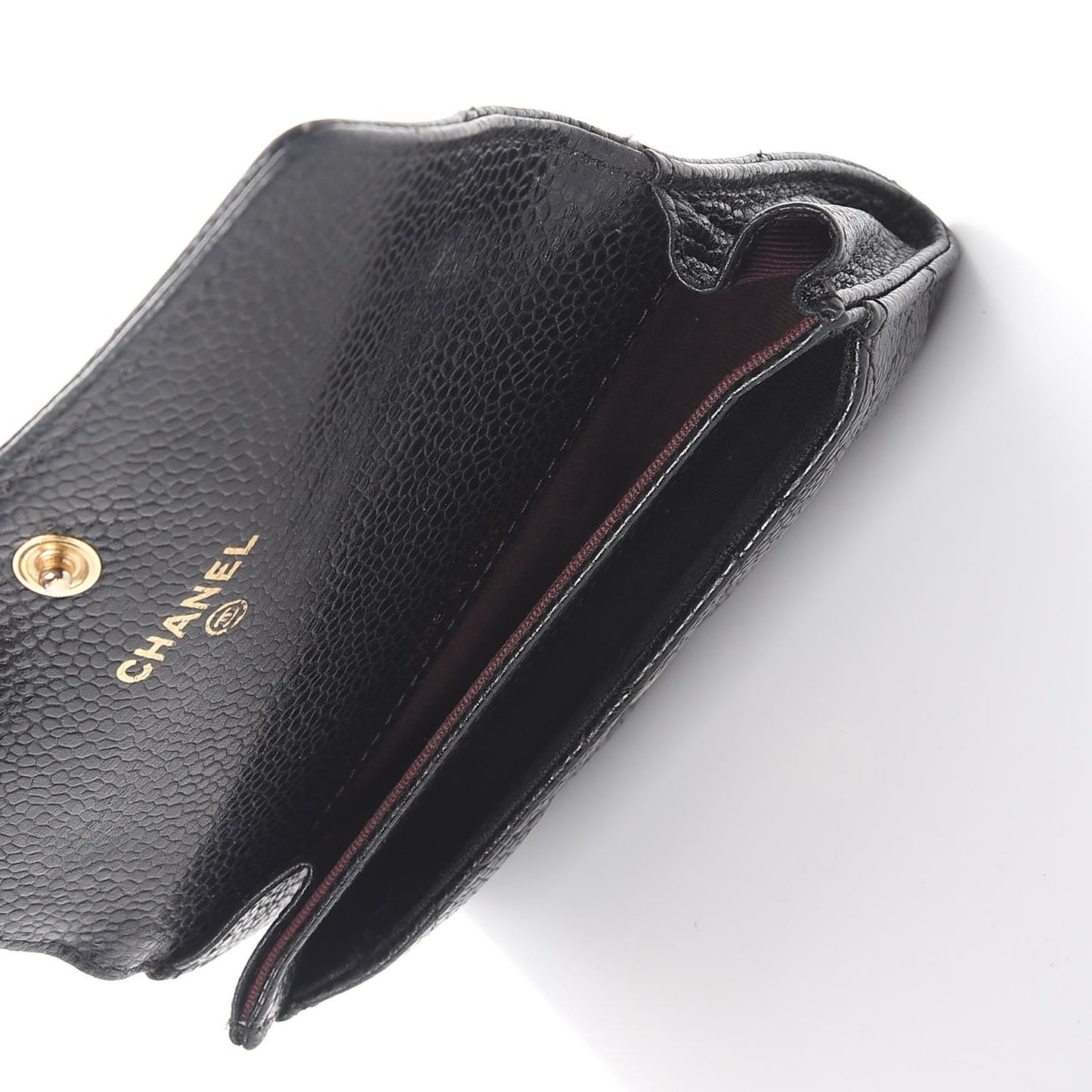 Caviar Quilted Flap Card Holder Black