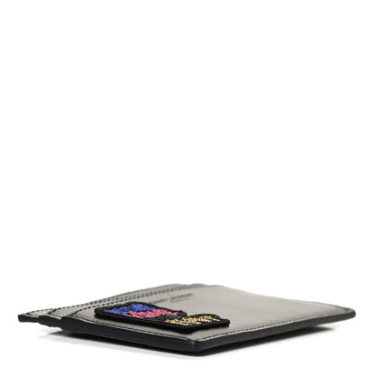 Saint Laurent Calfskin Smoking Forever Patch Credit Card Case Black 4 of 10