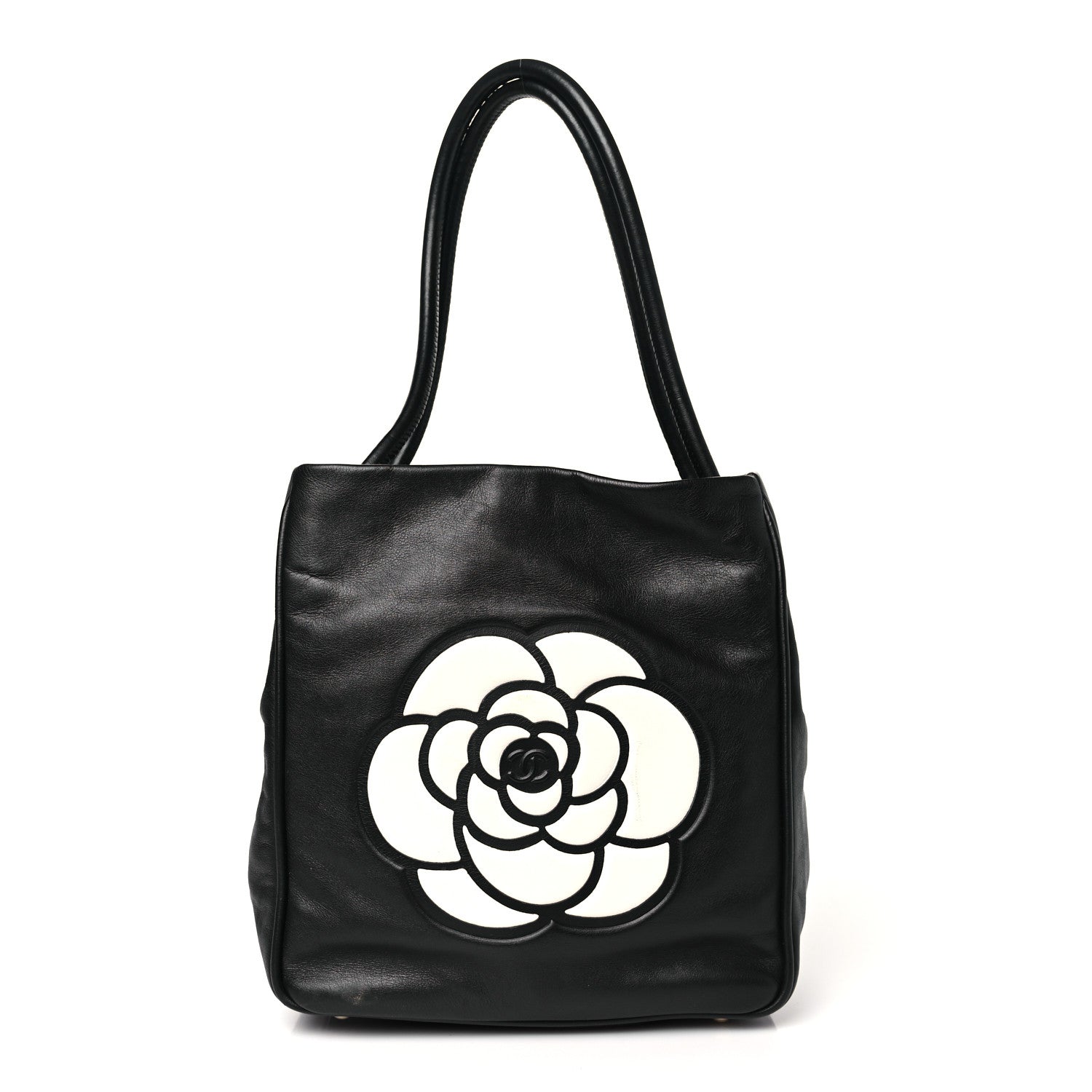 Chanel Lambskin Camellia Tote Black 1 of 10
