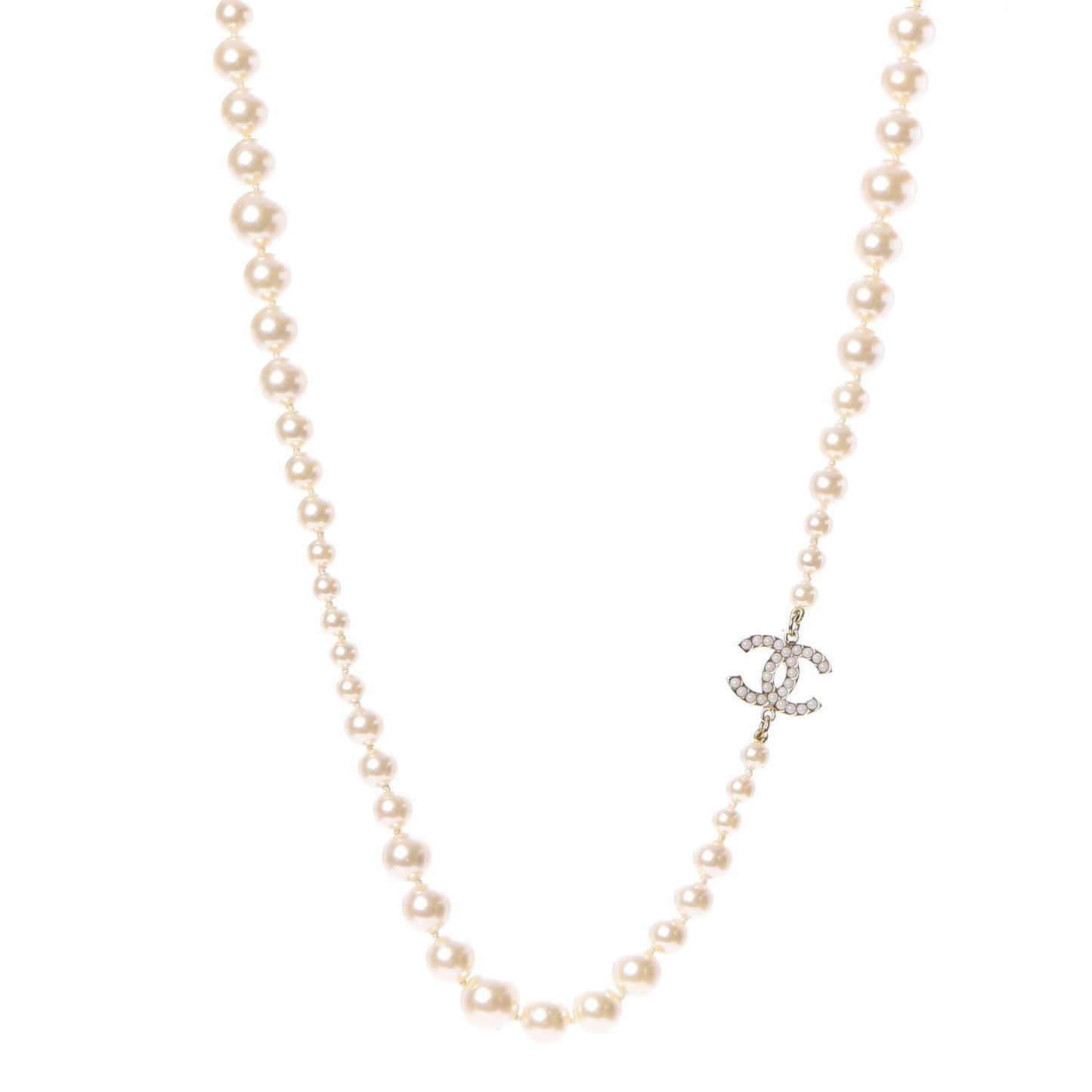 Pearl CC Long Necklace Gold
