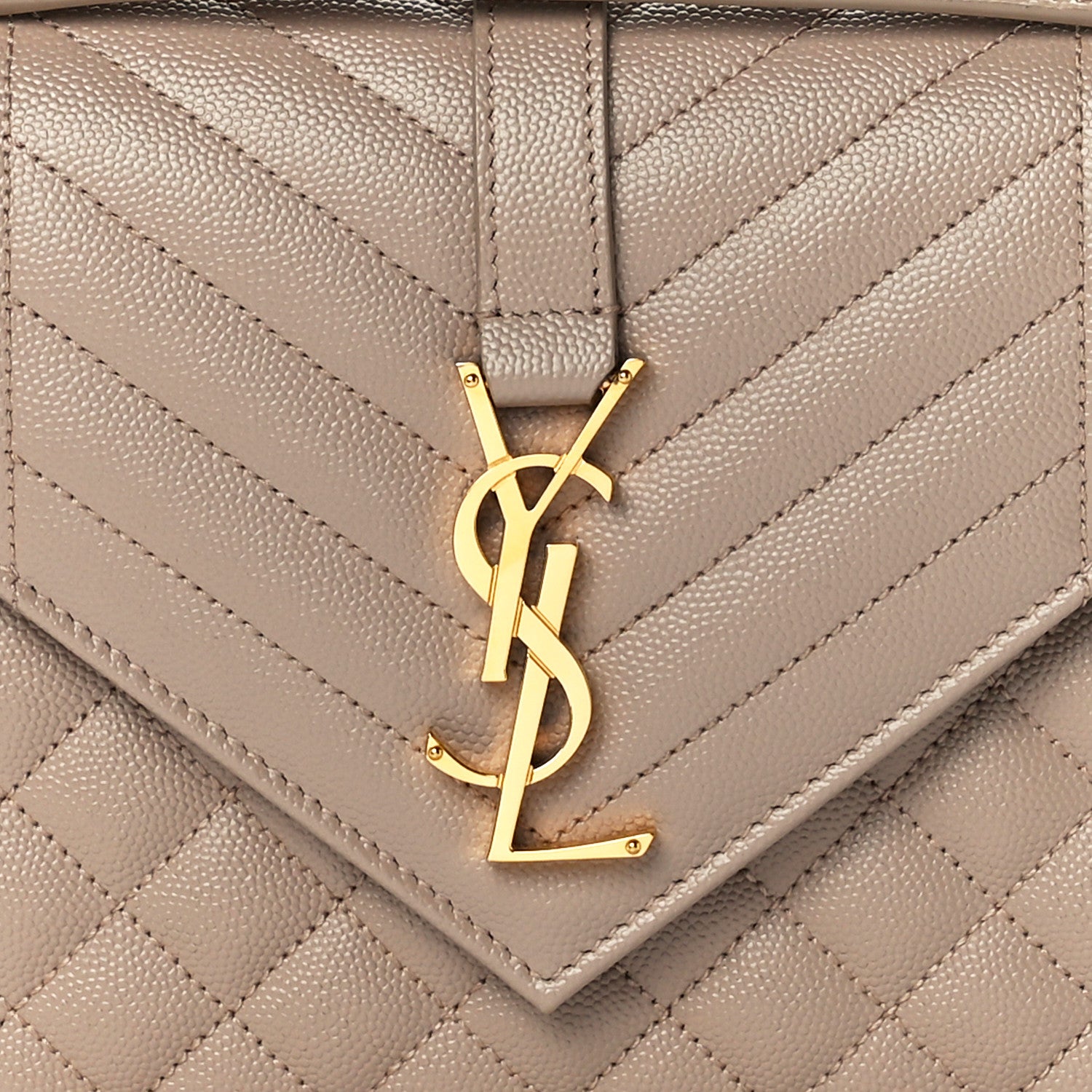 Saint Laurent Grain De Poudre Textured Mixed Matelasse Medium Triquilt Monogram Satchel Dark Beige 9 of 13
