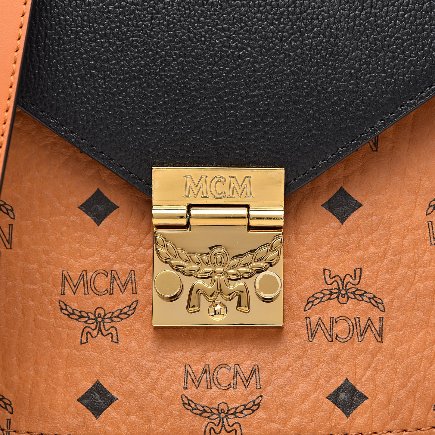 Visetos Calfskin Small Patricia Crossbody Bag Cognac Black