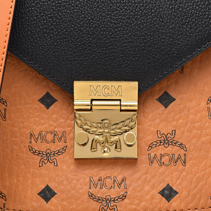 MCM Visetos Calfskin Small Patricia Crossbody Bag Cognac Black 10 of 10